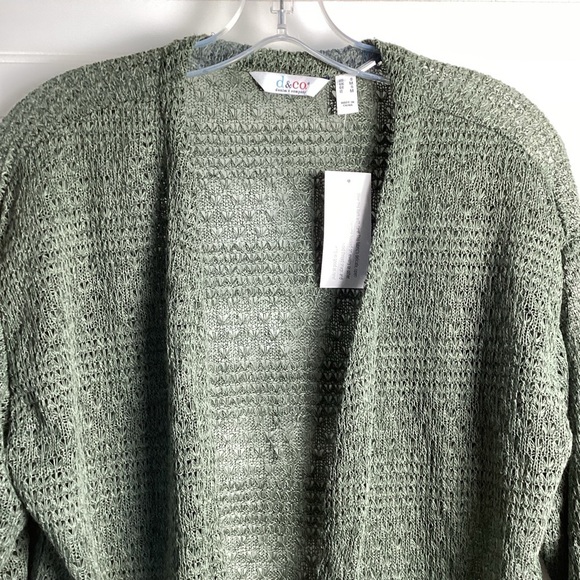 D&CO NWT Open front Knit Cardigan Size Small green/ Tan. - Picture 14 of 14